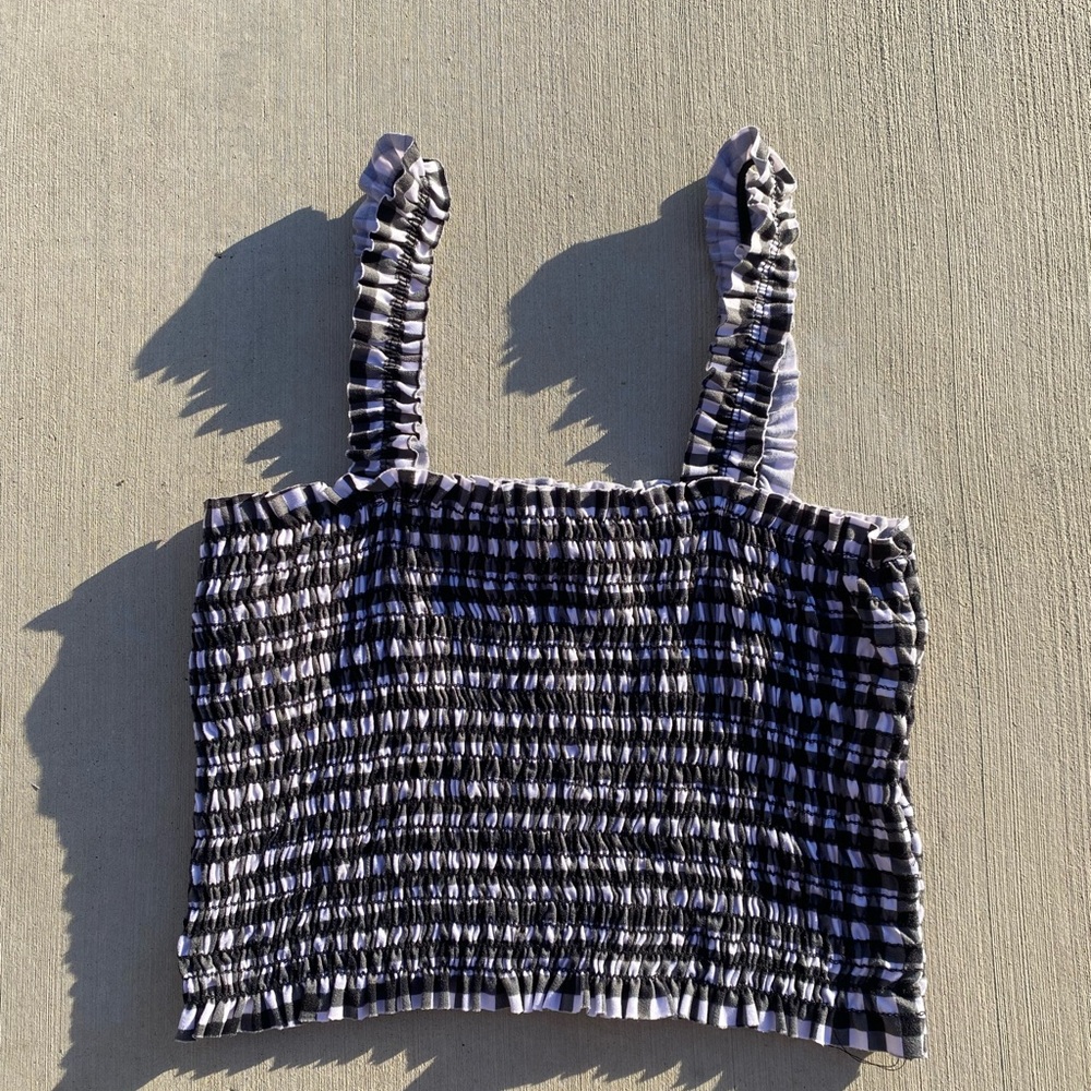 Sparrow Black and White Smocked Crop Top